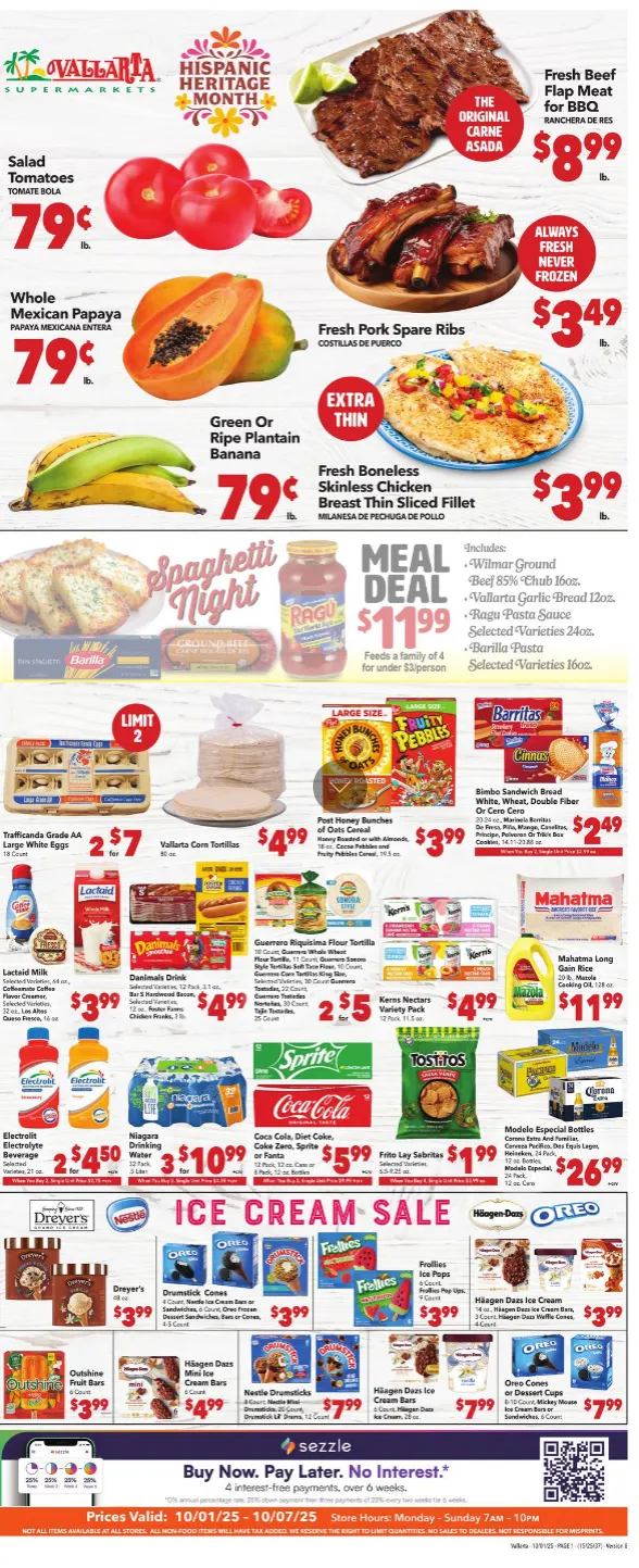 Weekly ad Vallarta Sales from October 1 to October 7 2025 - Page 1