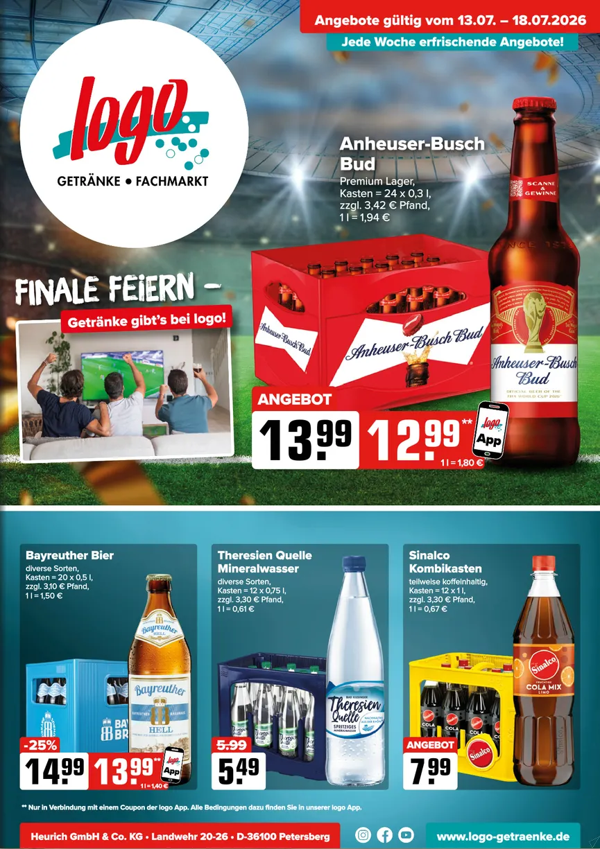 Logo Getränkemarkt Angebote von 13. Juli bis 18. Juli 2026 - Prospekt seite 1