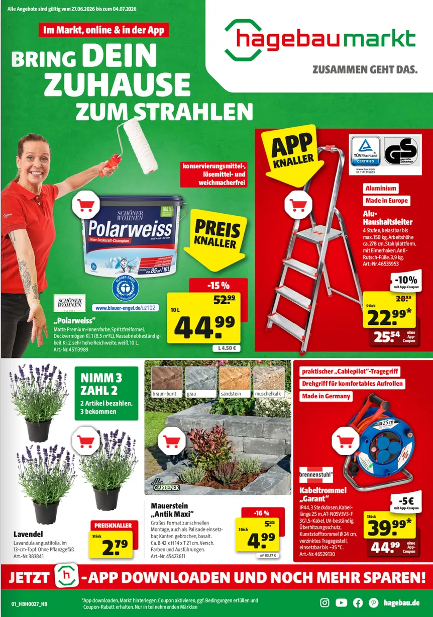 Hagebaumarkt Prospekte von 27. Juni bis 4. Juli 2026 - Prospekt seite 1