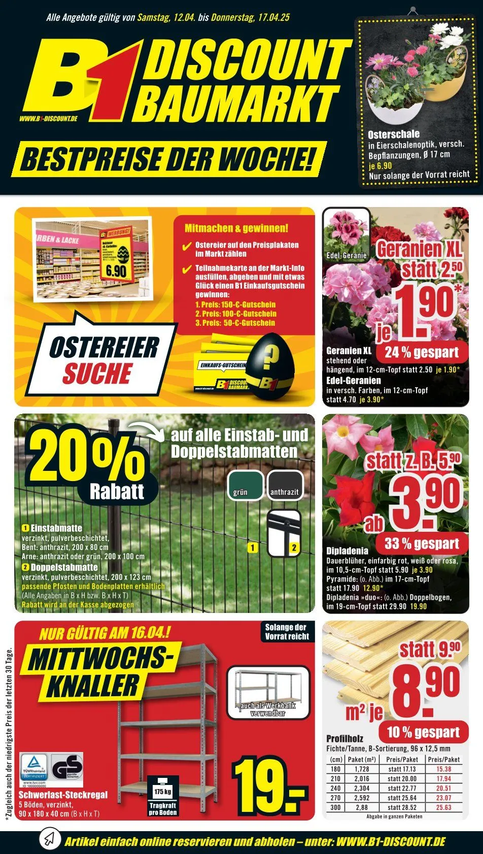 B1 Discount Baumarky Angebote von 12. April bis 17. April 2025 - Prospekt seite 1