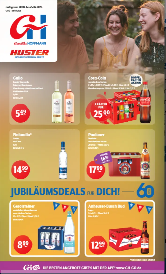 Getränke Huster Prospekte von 20. Juli bis 25. Juli 2026 - Prospekt seite