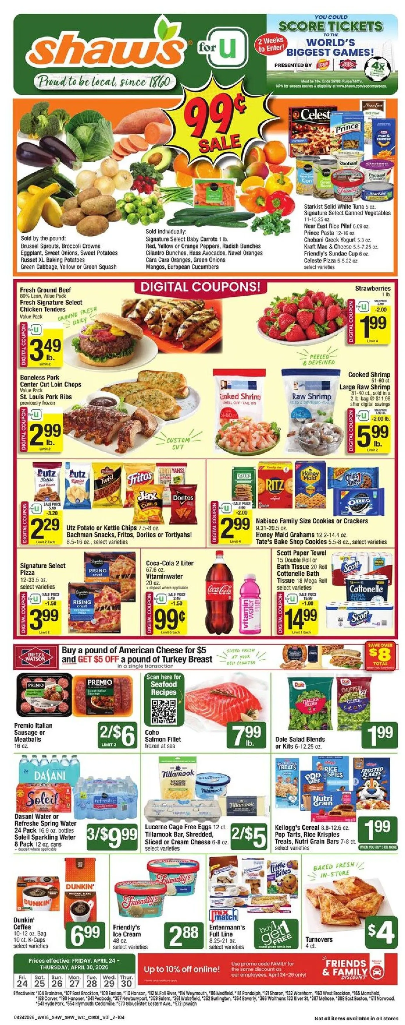 Weekly promotion Shaw's Sales spanning from April 24 to April 30 2026 - Page 1 for Catalogue 365