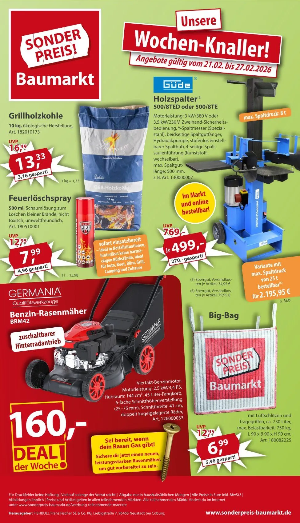  Prospekt Sonderpreis-Baumarkt von 21. Februar bis 27. Februar 2026 - Prospekt seite 1