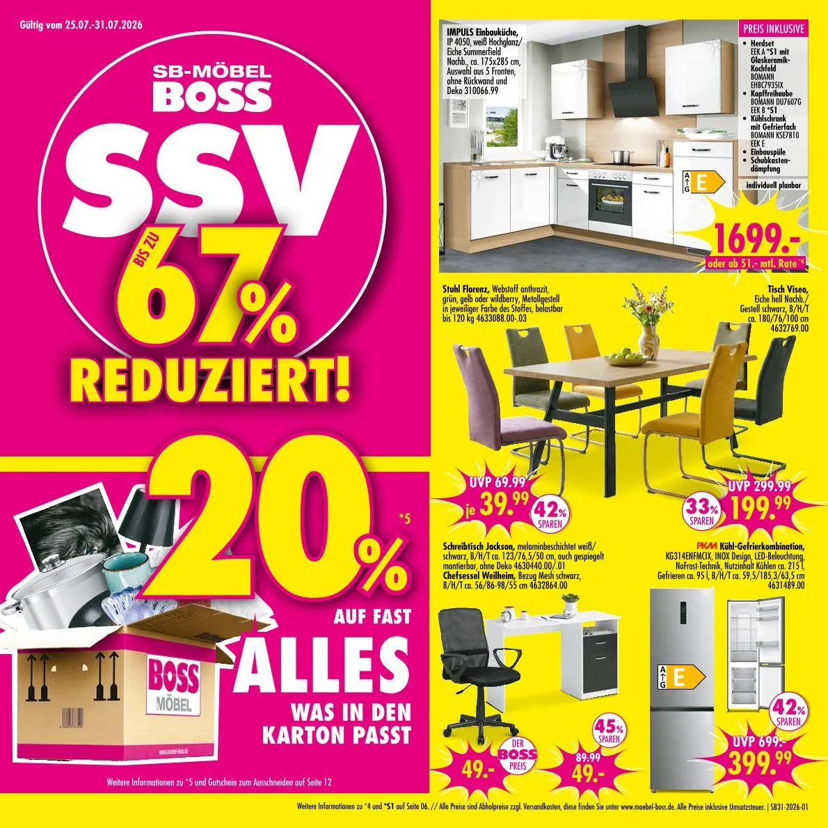 SB Möbel Boss Angebote von 25. Juli bis 31. Juli 2026 - Prospekt seite 1