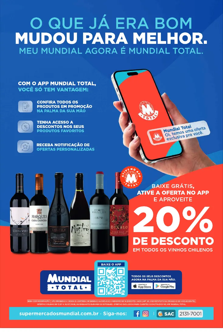 Encarte de Folhetos Supermercados Mundial  17 de julho até 30 de julho 2026 - Pagina 1