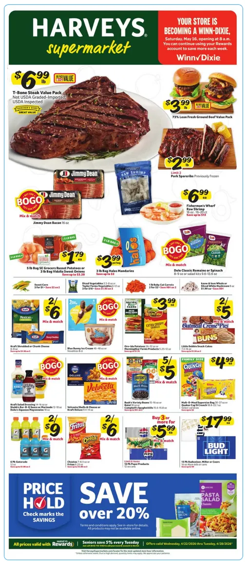 Weekly ad Harveys Supermarket Sales from April 22 to April 28 2026 - Page 1