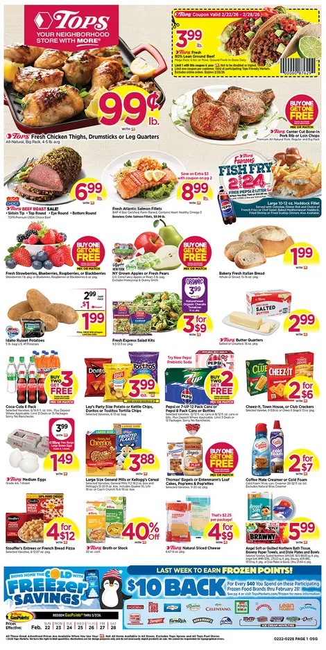 Weekly ad Tops Friendly Markets lSales from February 22 to February 28 2026 - Page 1