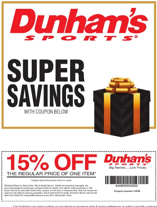 Weekly ad Dunham's Sports  Sales from December 27 to January 1 2026 - Page 1