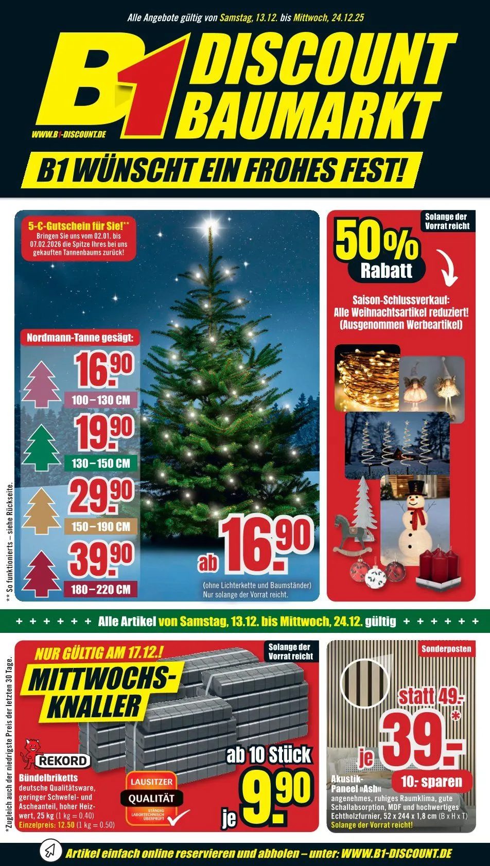 B1 Discount Baumarkt Angebote von 13. Dezember bis 24. Dezember 2025 - Prospekt seite 1