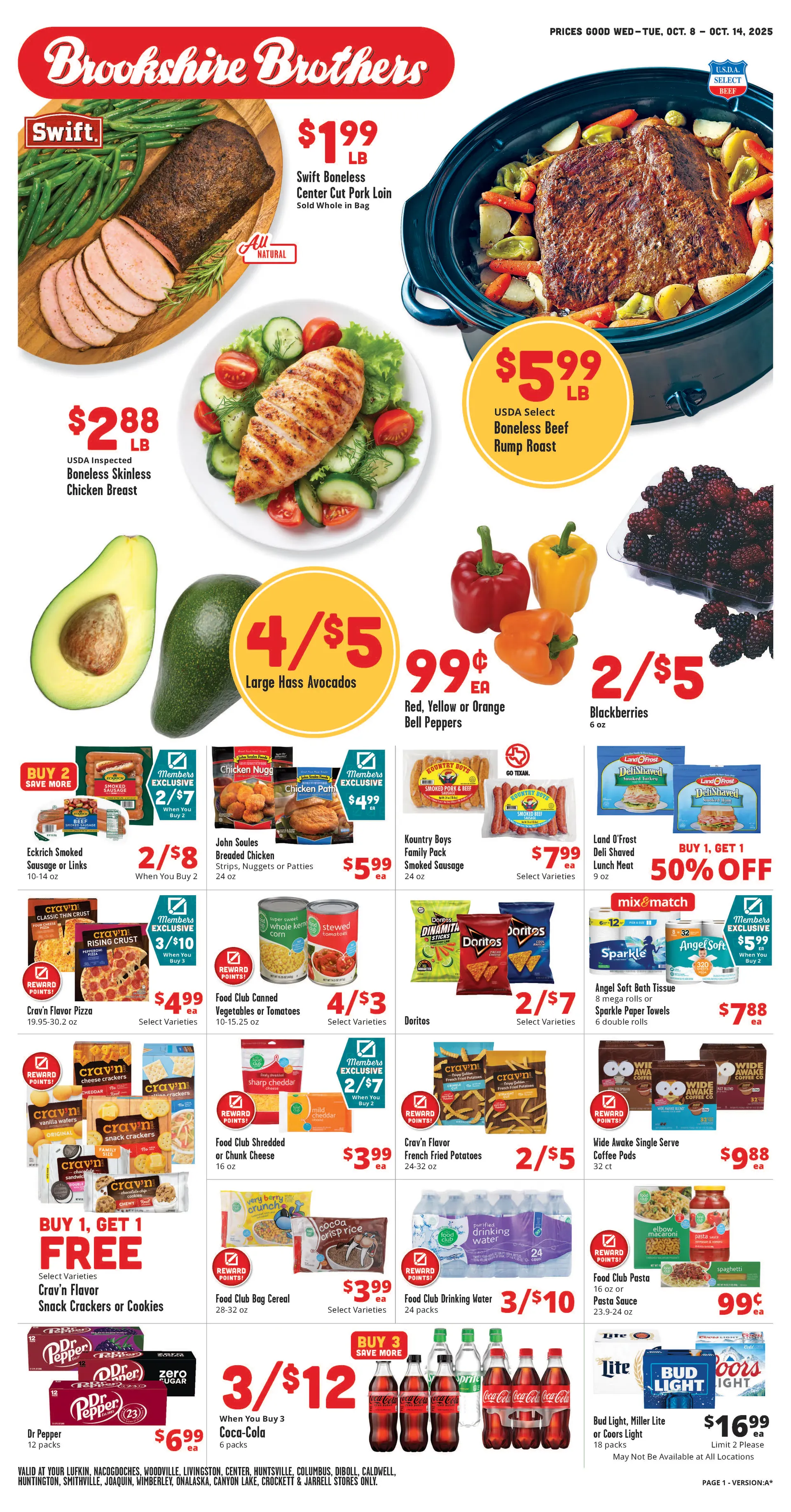 Weekly ad Brookshire Brothers Sales from October 8 to October 14 2025 - Page 1