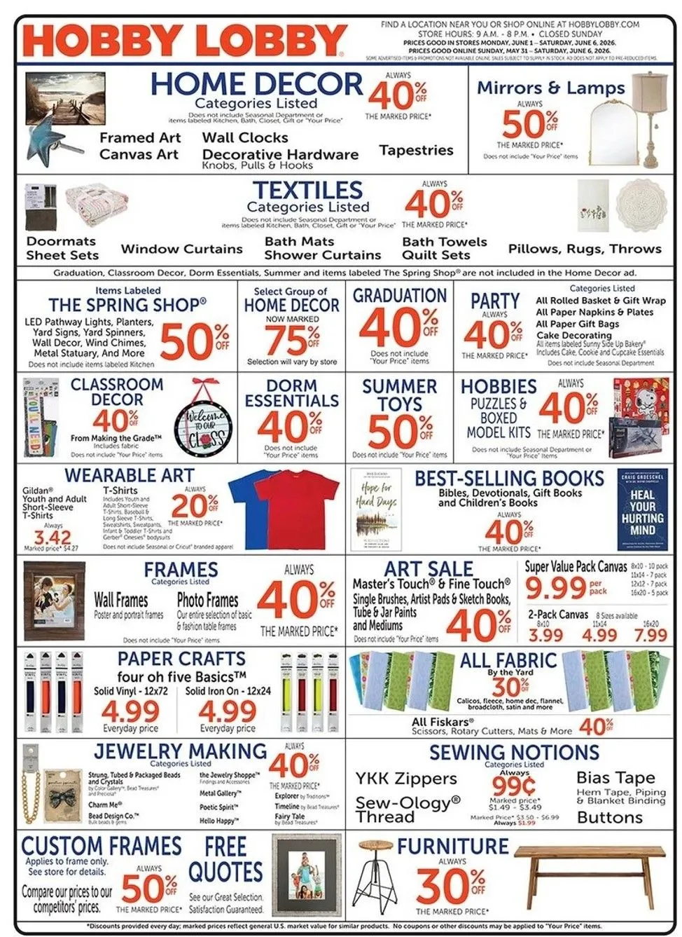 Weekly ad Hobby Lobby Sales from June 1 to June 6 2026 - Page 