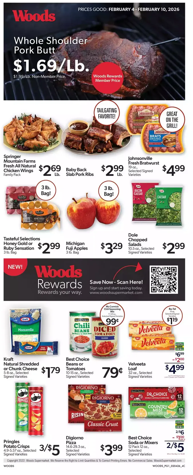 Weekly ad Woods Supermarket Sales from February 4 to February 10 2026 - Page 1