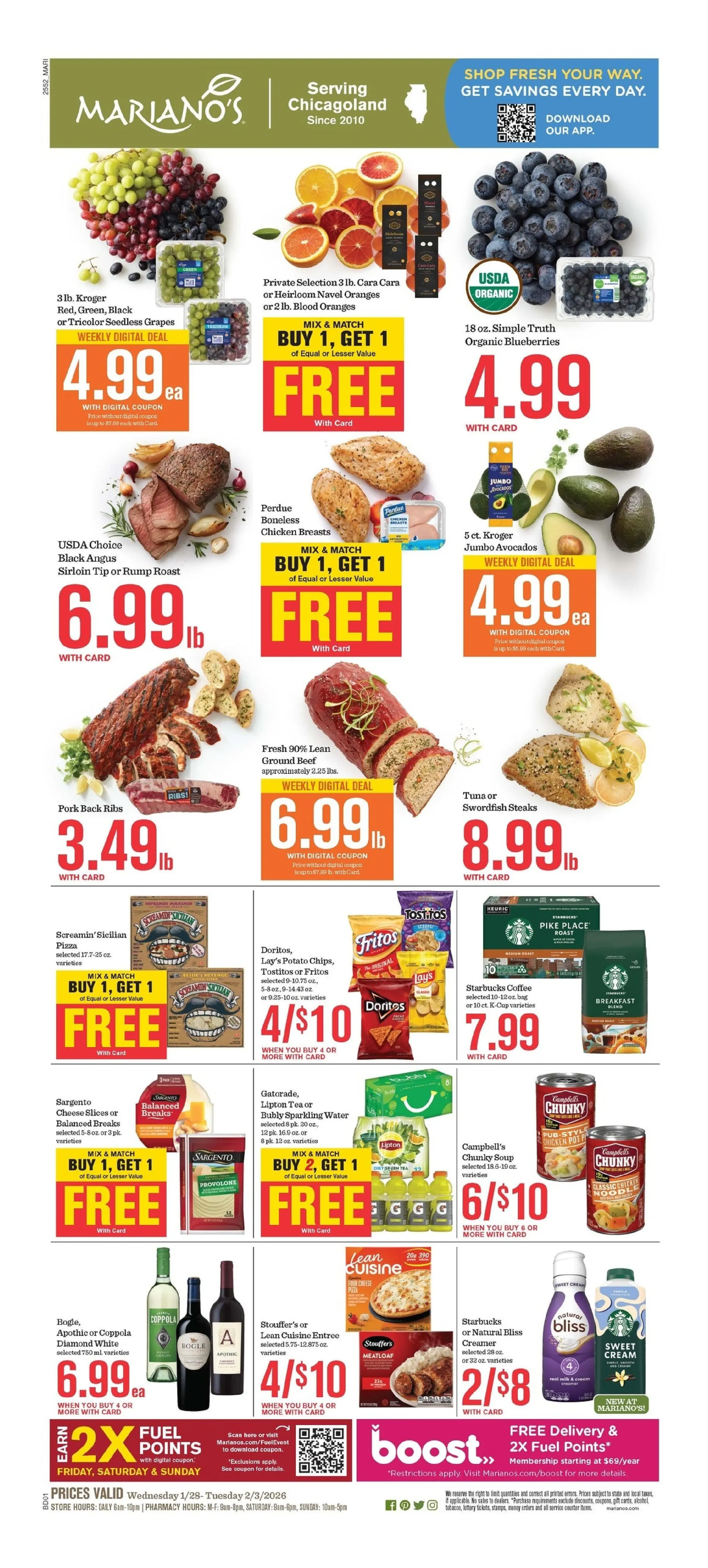 Weekly promotion Mariano's Sales spanning from January 28 to February 3 2026 - Page for Catalogue 365