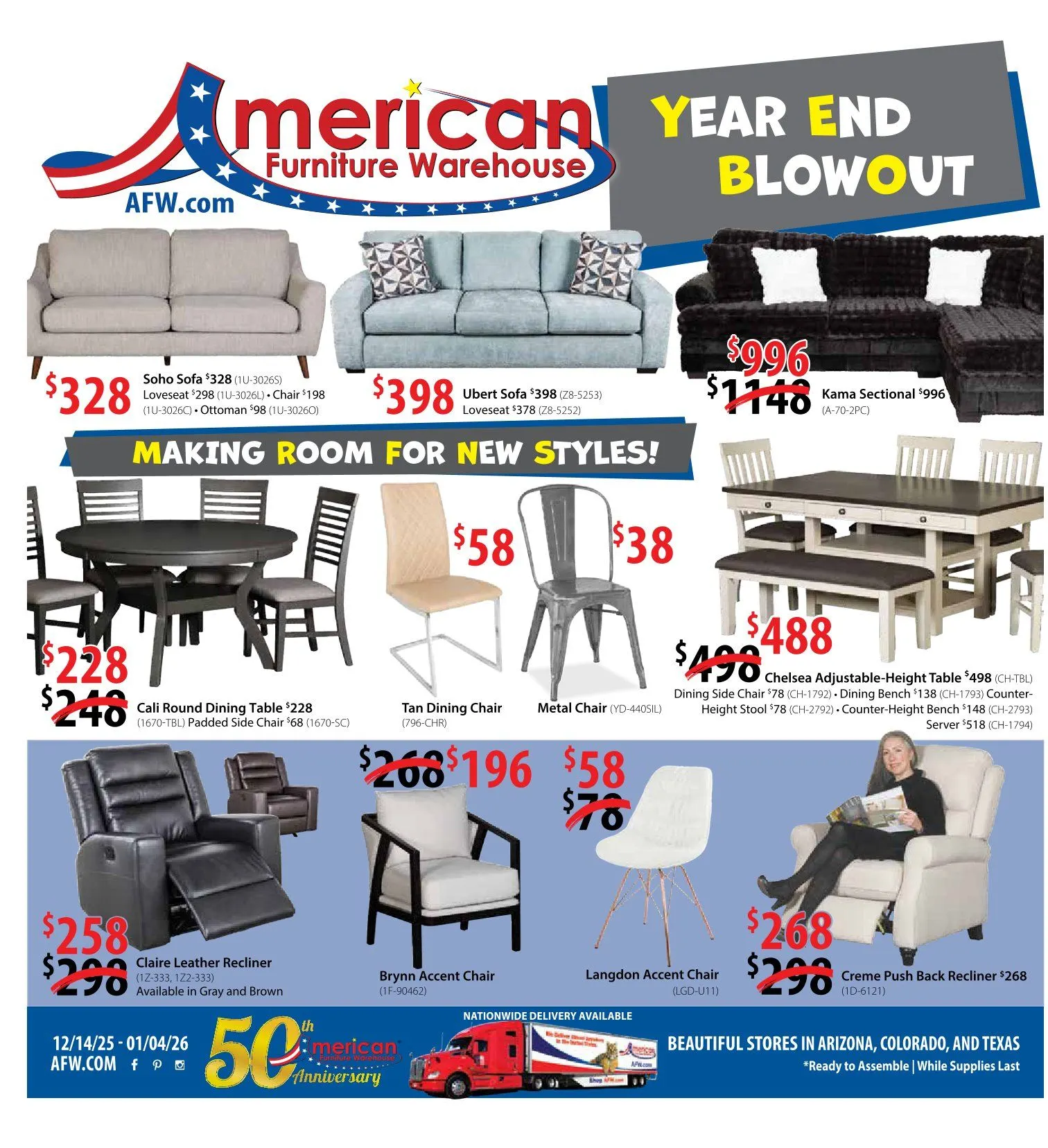Weekly ad American Furniture Warehouse Sales from December 14 to January 1 2026 - Page 