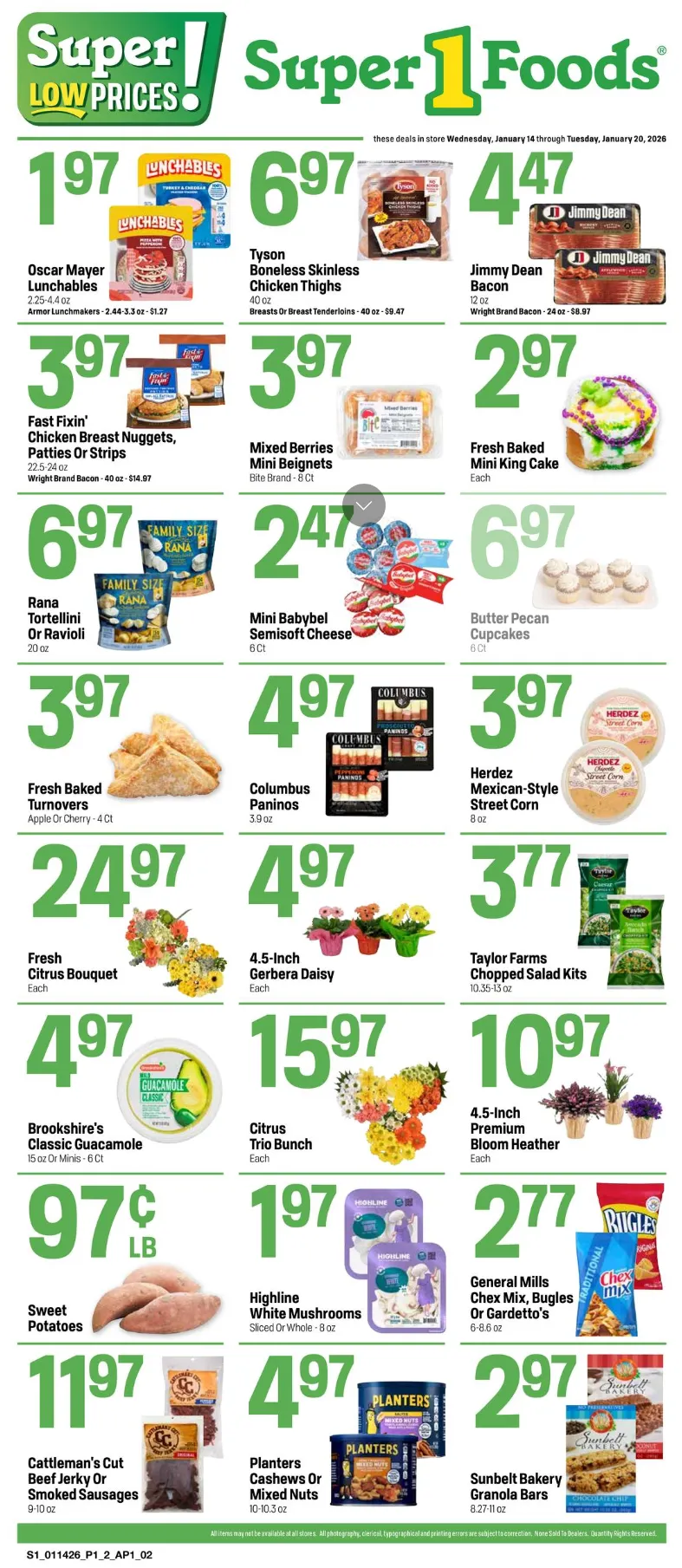 Weekly ad Super 1 Foods Sales from January 14 to January 20 2026 - Page 1