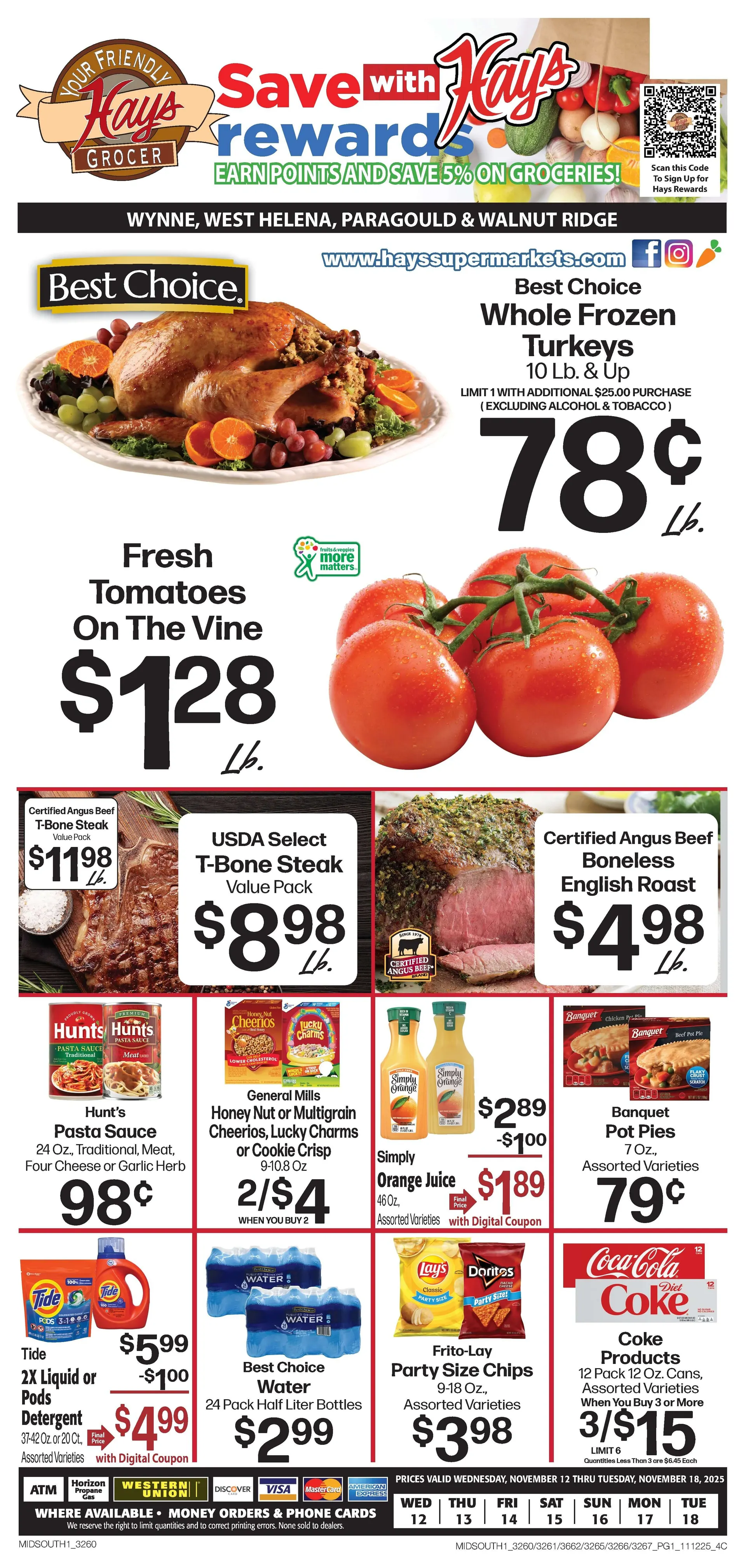 Weekly ad Hays Supermarket Sales from November 12 to November 18 2025 - Page 1