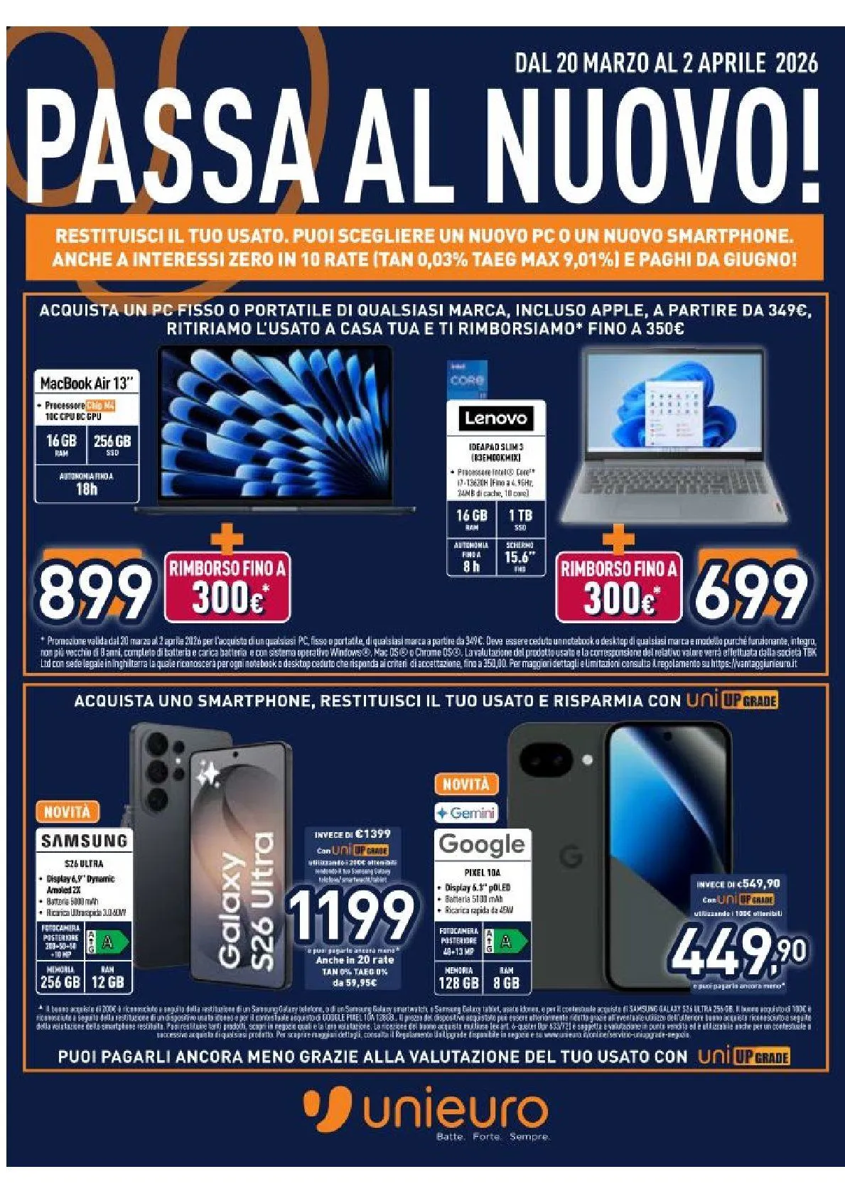 Volantini Unieuro da 20 marzo a 2 aprile di 2026 - Pagina del volantino 1