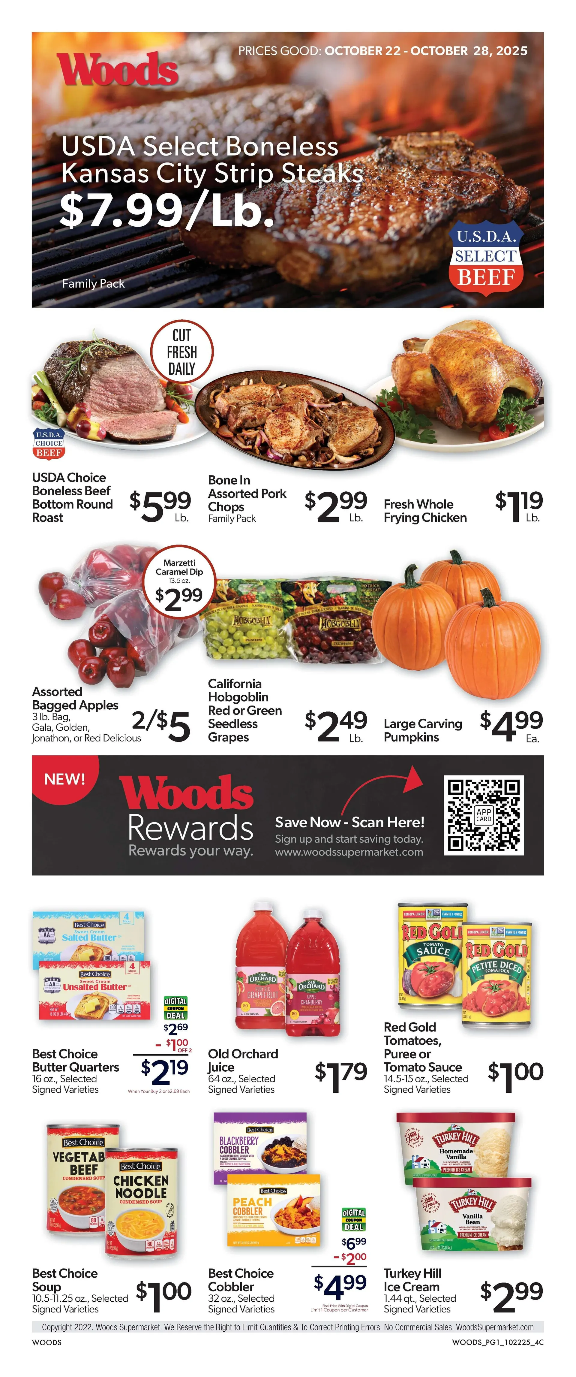 Weekly ad Woods Supermarket Sales from October 22 to October 28 2025 - Page 1