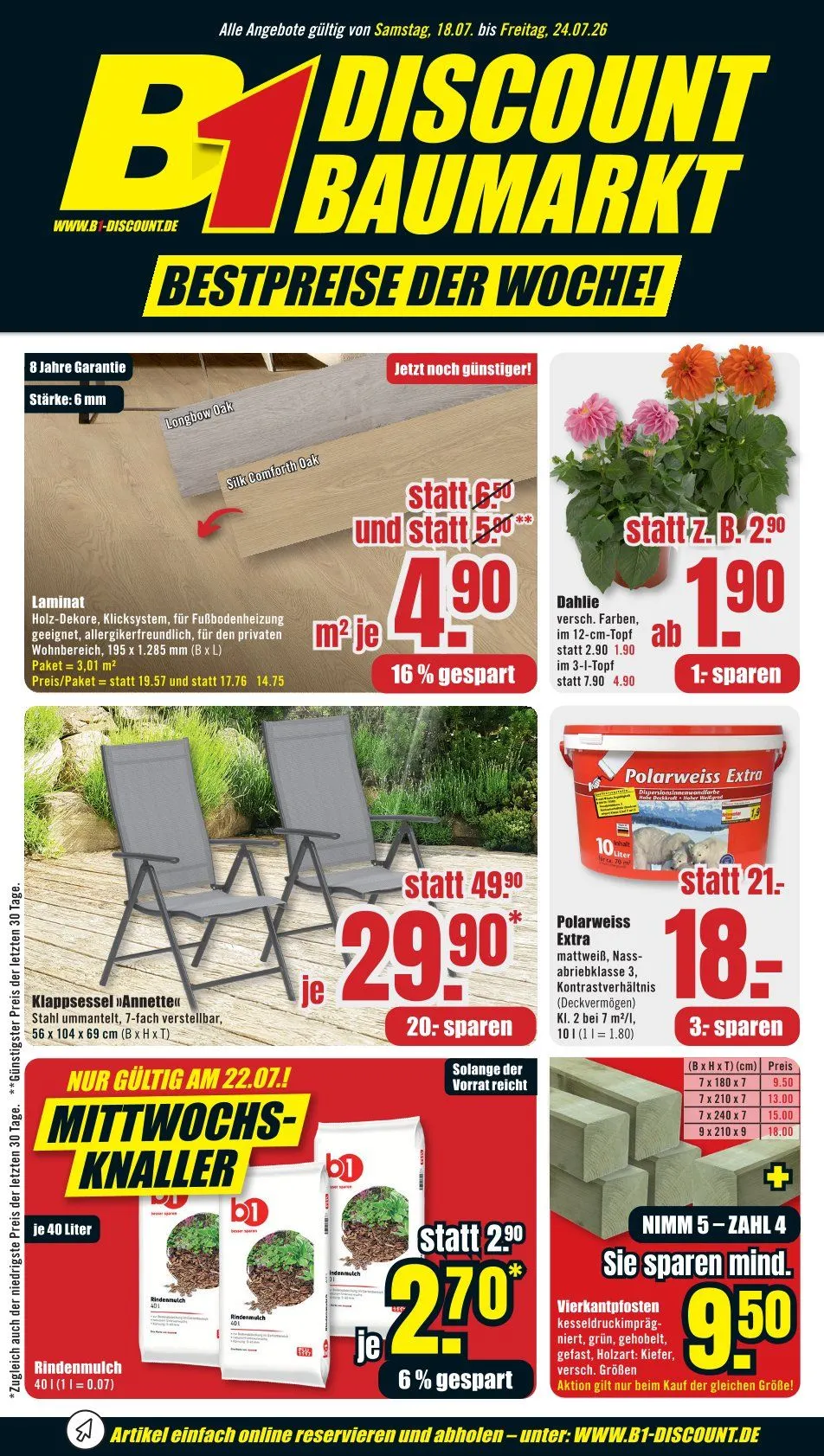 B1 Discount Baumarkt Sales von 18. Juli bis 24. Juli 2026 - Prospekt seite