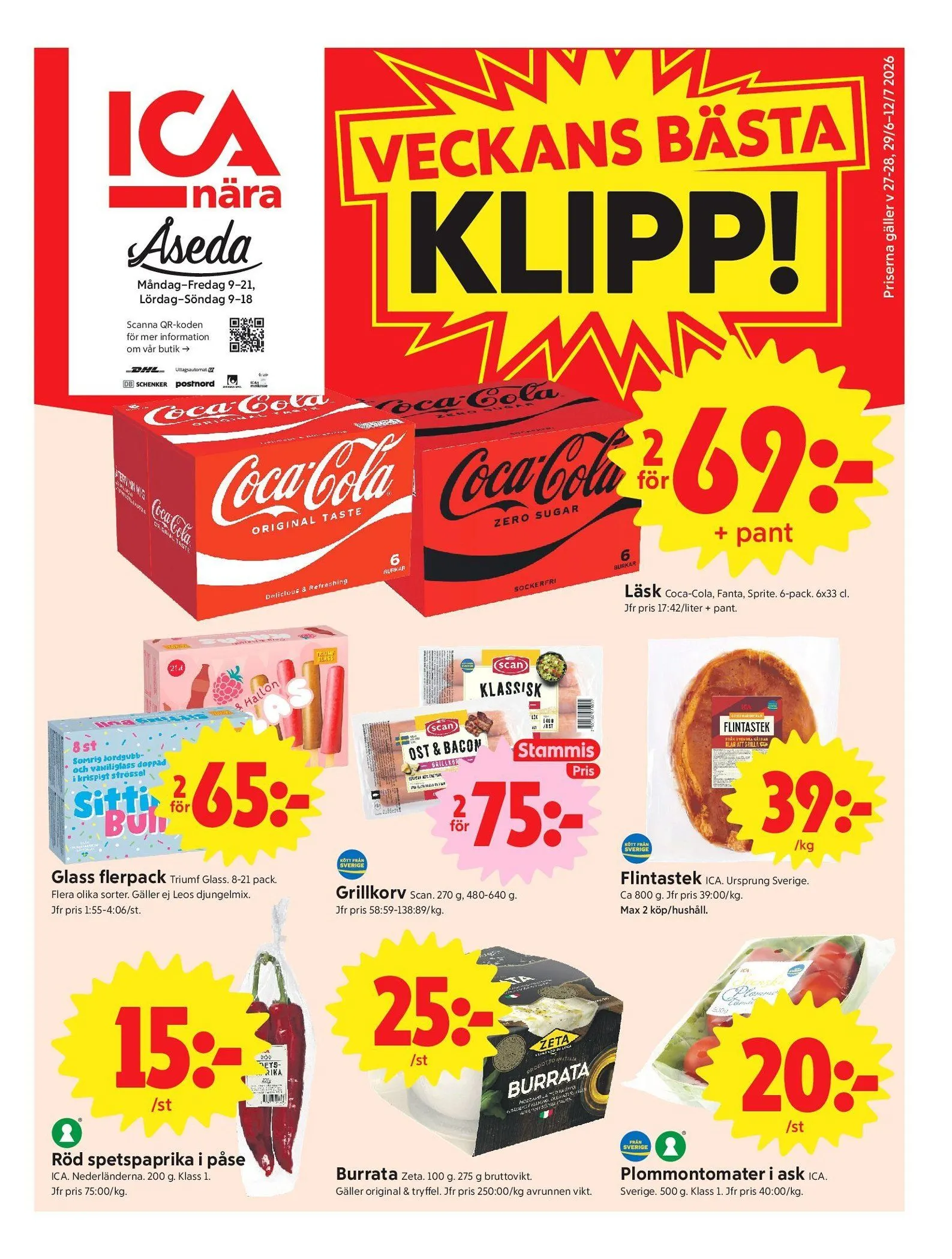ICA från 29 juni till 12 juli 2026 - Reklamblad sidor 1
