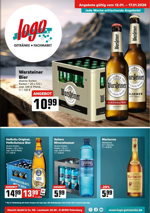 Logo Getränkemarkt Angebote von 12. Januar bis 17. Januar 2026 - Prospekt seite 1