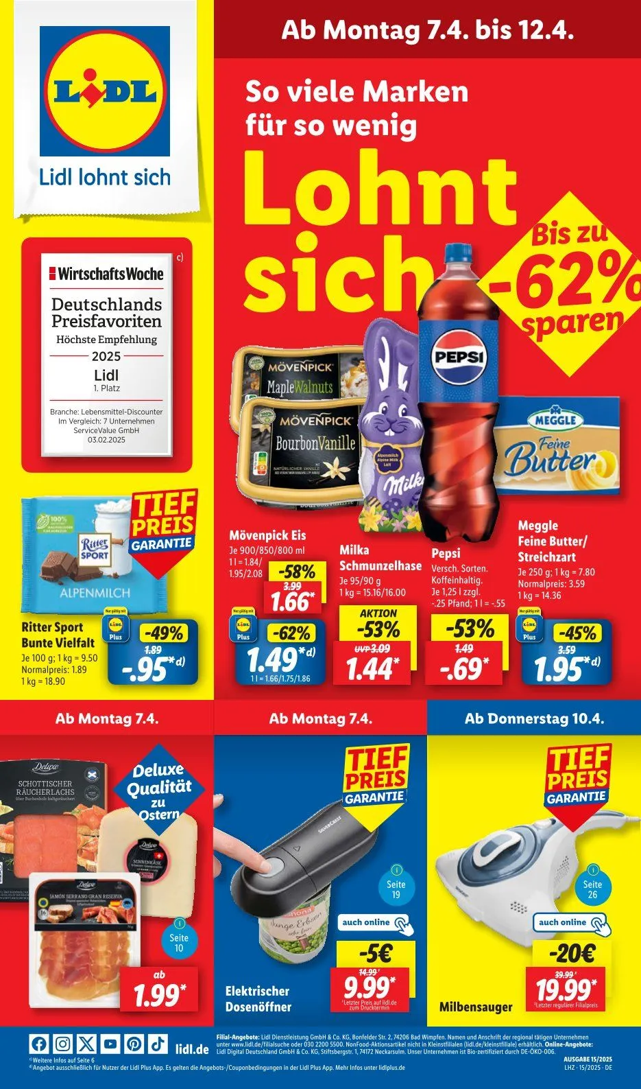 Lidl Prospekt von 7. April bis 12. April 2025 - Prospekt seite 1