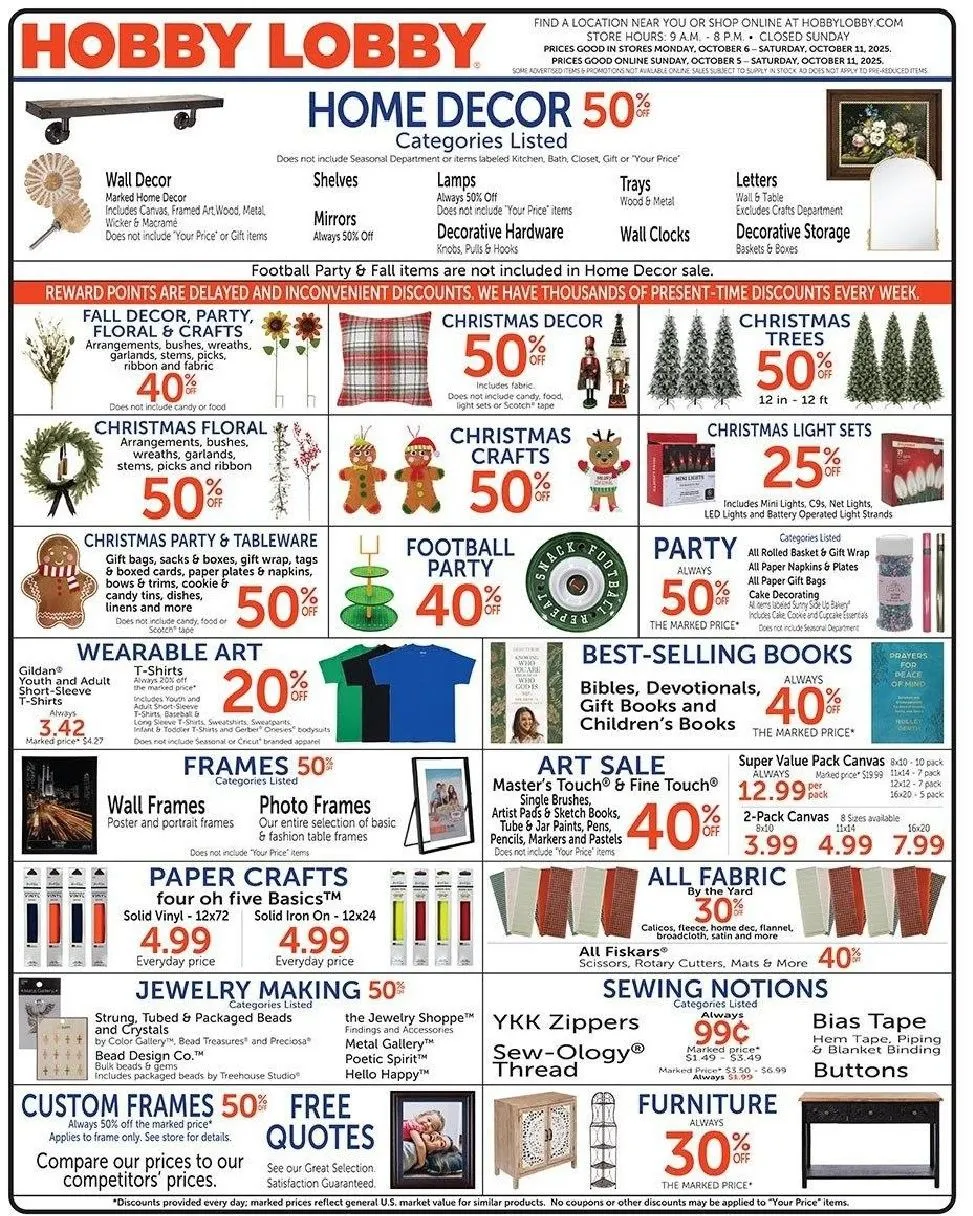 Weekly ad Hobby Lobby Sales from October 6 to October 11 2025 - Page 1