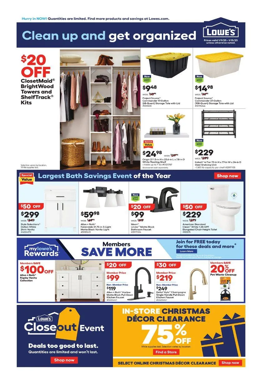 Weekly ad Lowe's Sales from January 9 to January 15 2025 - Page 1