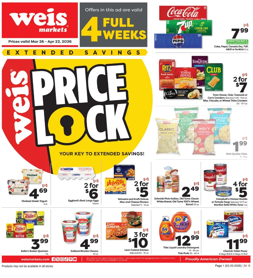 Weekly promotion Weis Sales spanning from March 26 to April 22 2026 - Page 1 for Catalogue 365