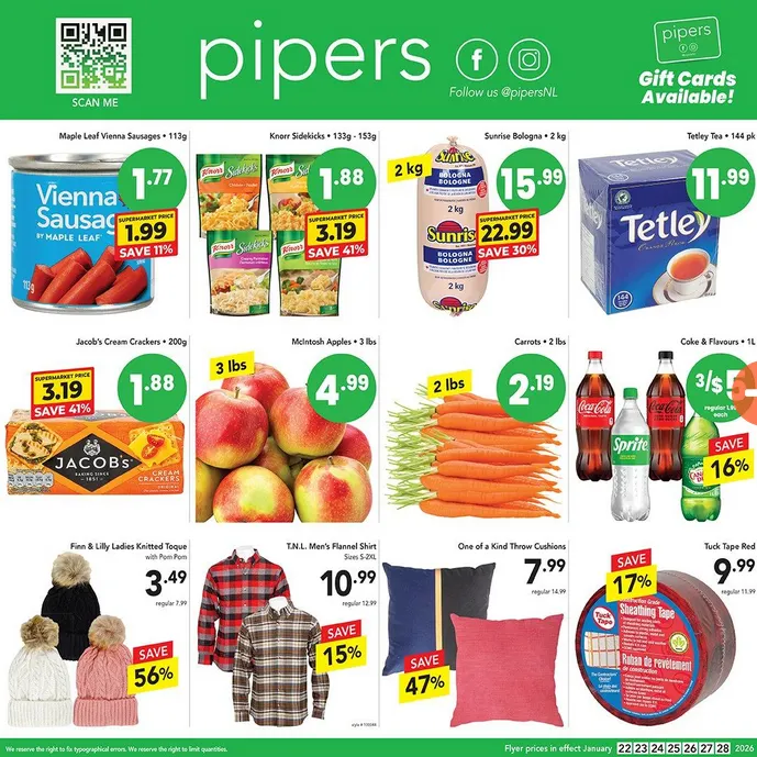 Pipers Sales from January 22 to January 28 2026 - flyer page