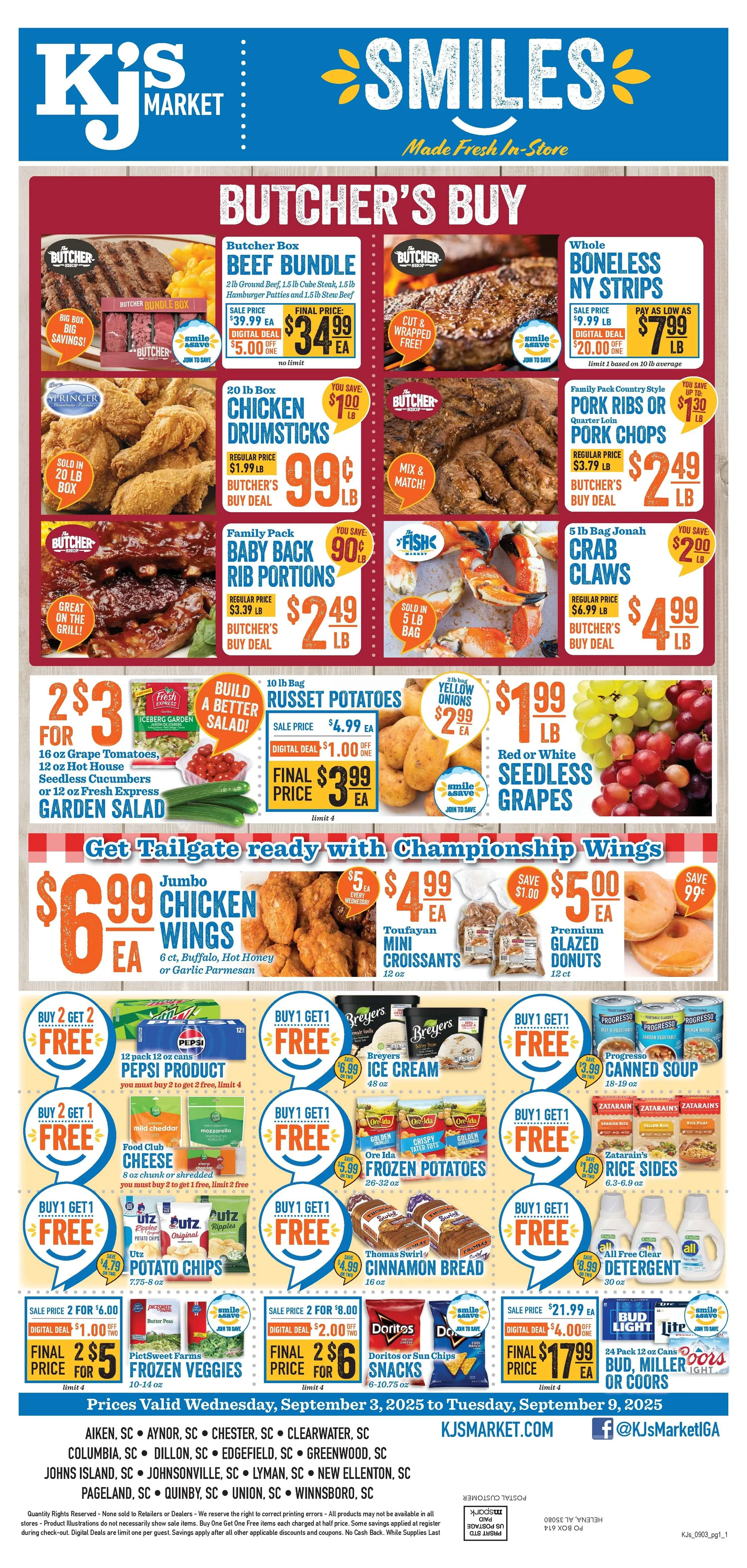 Weekly ad KJ´s Market Sales from September 3 to September 10 2025 - Page 1