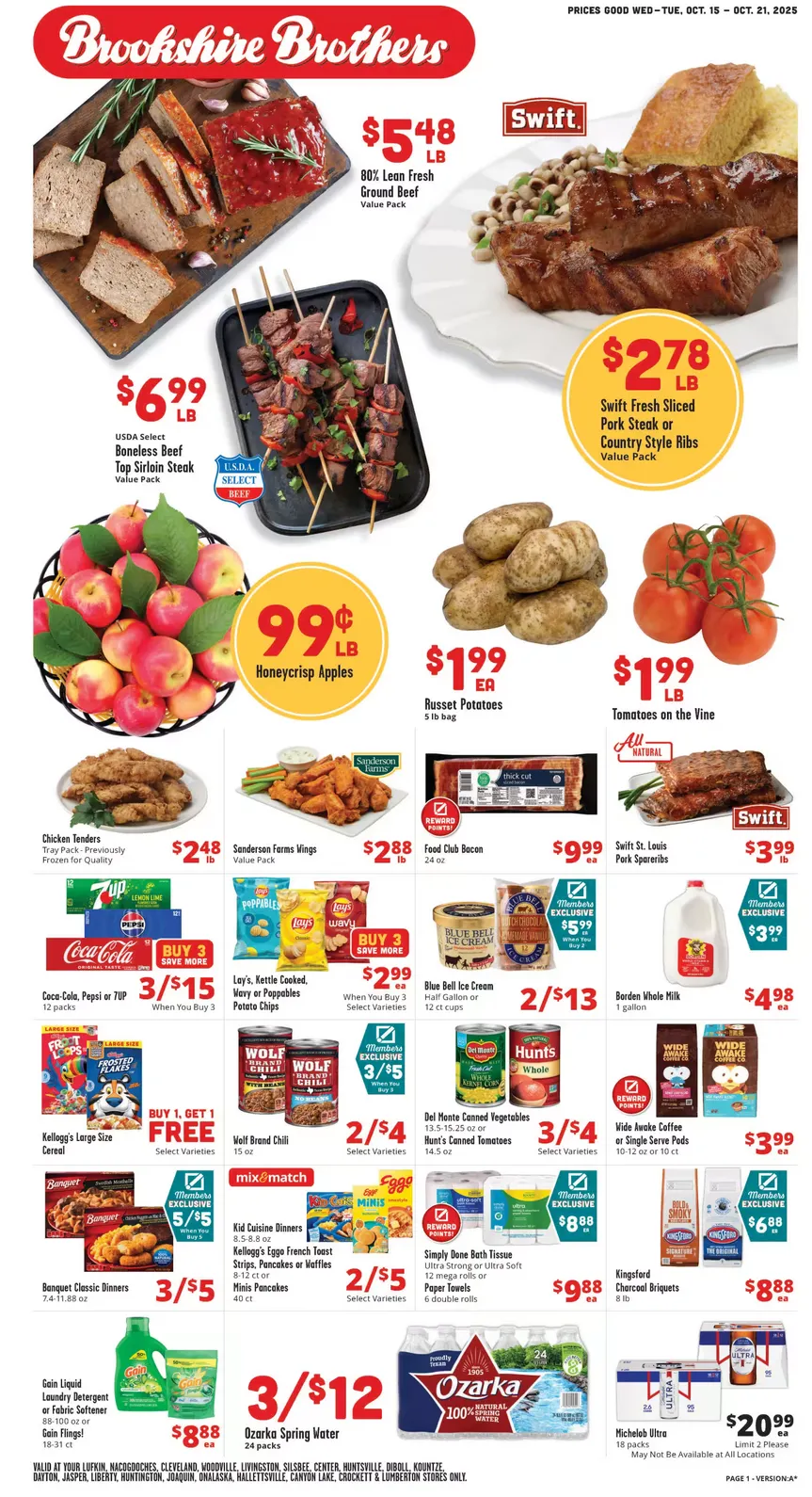 Weekly ad Brookshire Brothers Sales from October 15 to October 22 2025 - Page 1