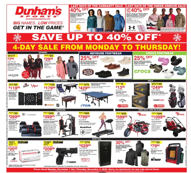 Dunham's Sports Sales - December 1 December 4 2025
