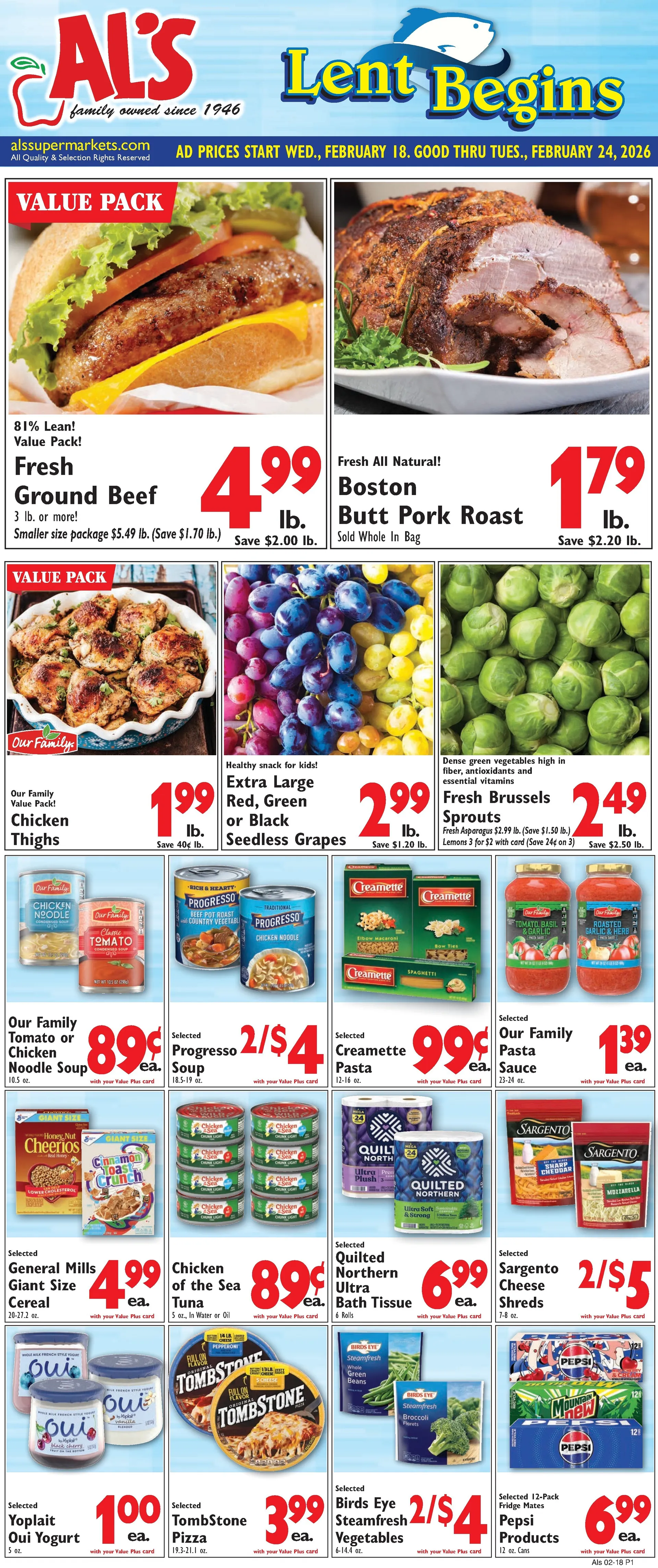 Weekly ad  Al's Supermarket Sales from February 18 to February 24 2026 - Page 1
