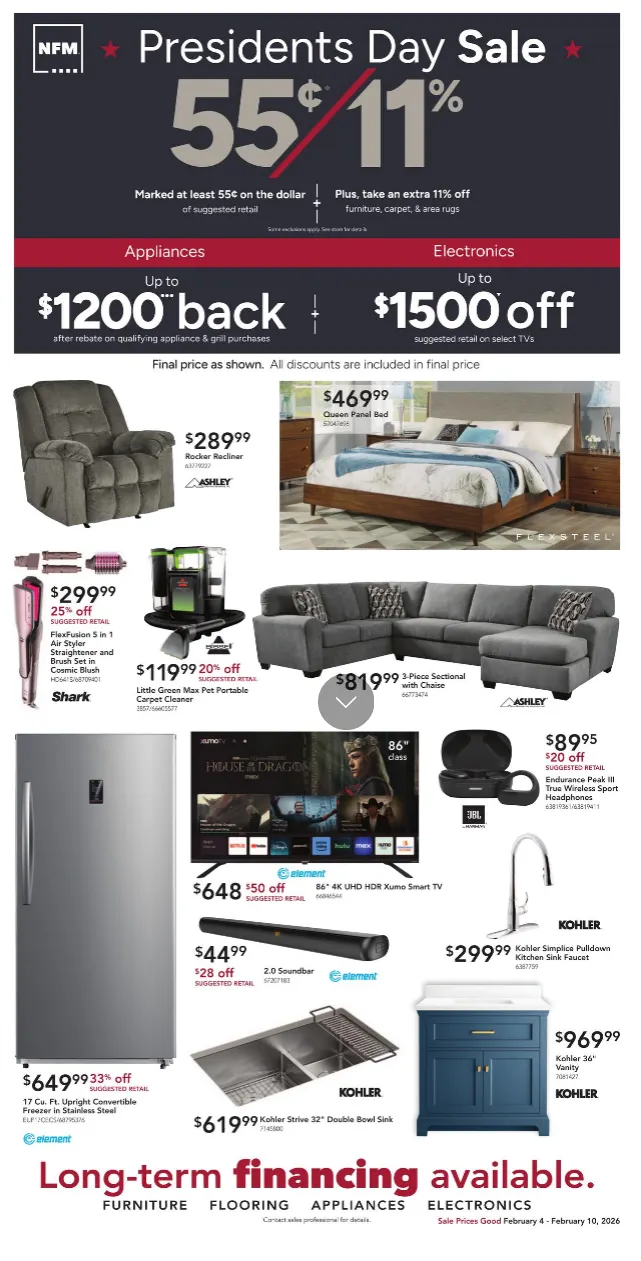 Weekly ad Nebraska Furniture Mart from February 4 to February 10 2026 - Page 1