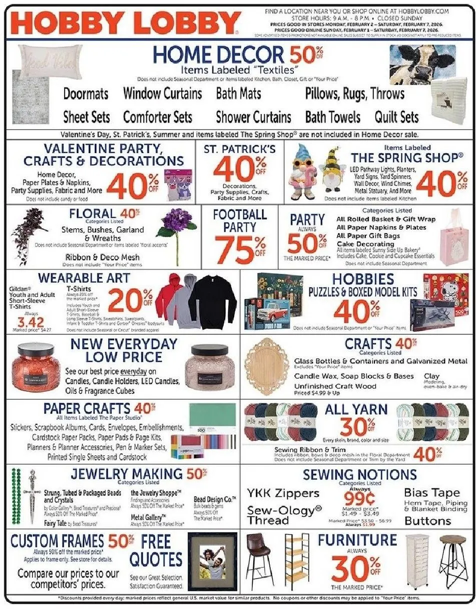 Hobby Lobby Sales - February 2 February 7 2026
