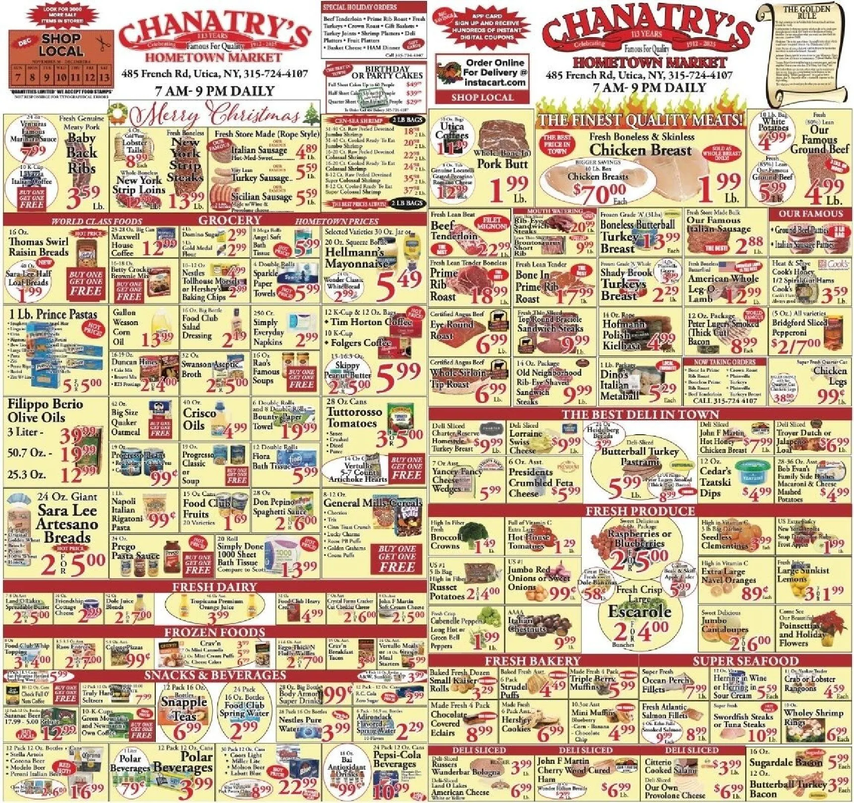 Weekly ad Chanatry's Hometown Market Sales from December 7 to December 13 2025 - Page 1
