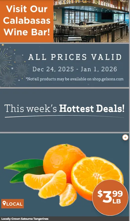 Weekly ad Gelson's Markets Sales from December 25 to December 31 2025 - Page 1