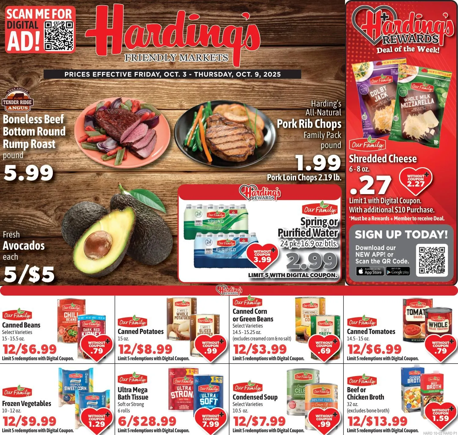 Weekly ad Harding's Markets Sales from October 3 to October 9 2025 - Page 1