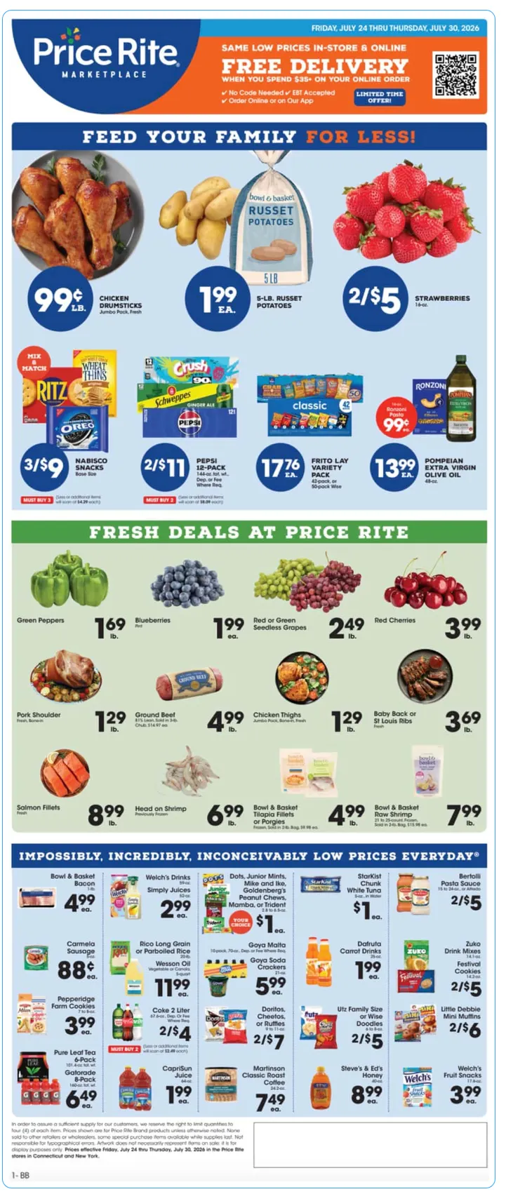 Weekly promotion Price Rite Sales spanning from July 24 to July 30 2026 - Page 1 for Catalogue 365
