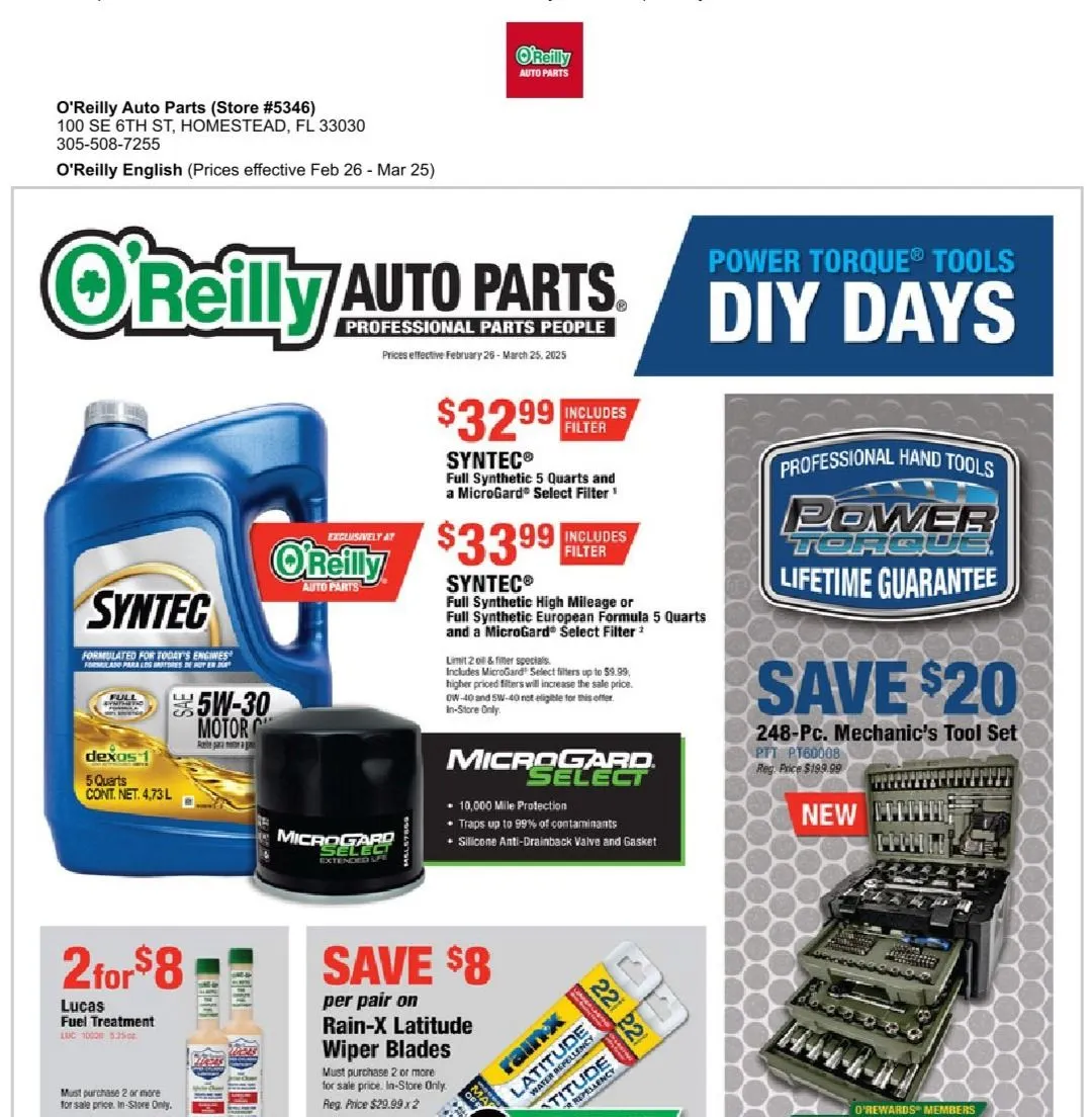 Weekly ad O'Reilly Auto Parts Deals from February 26 to March 25 2025 - Page 