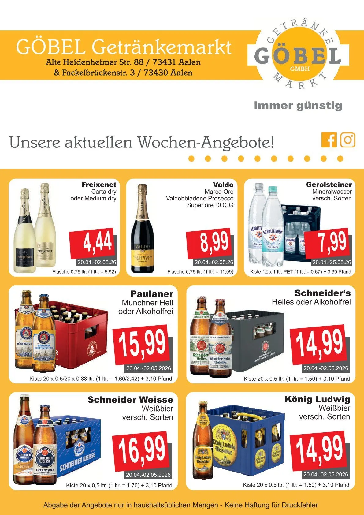Getränke Göbel Prospekte von 29. April bis 5. Mai 2026 - Prospekt seite 