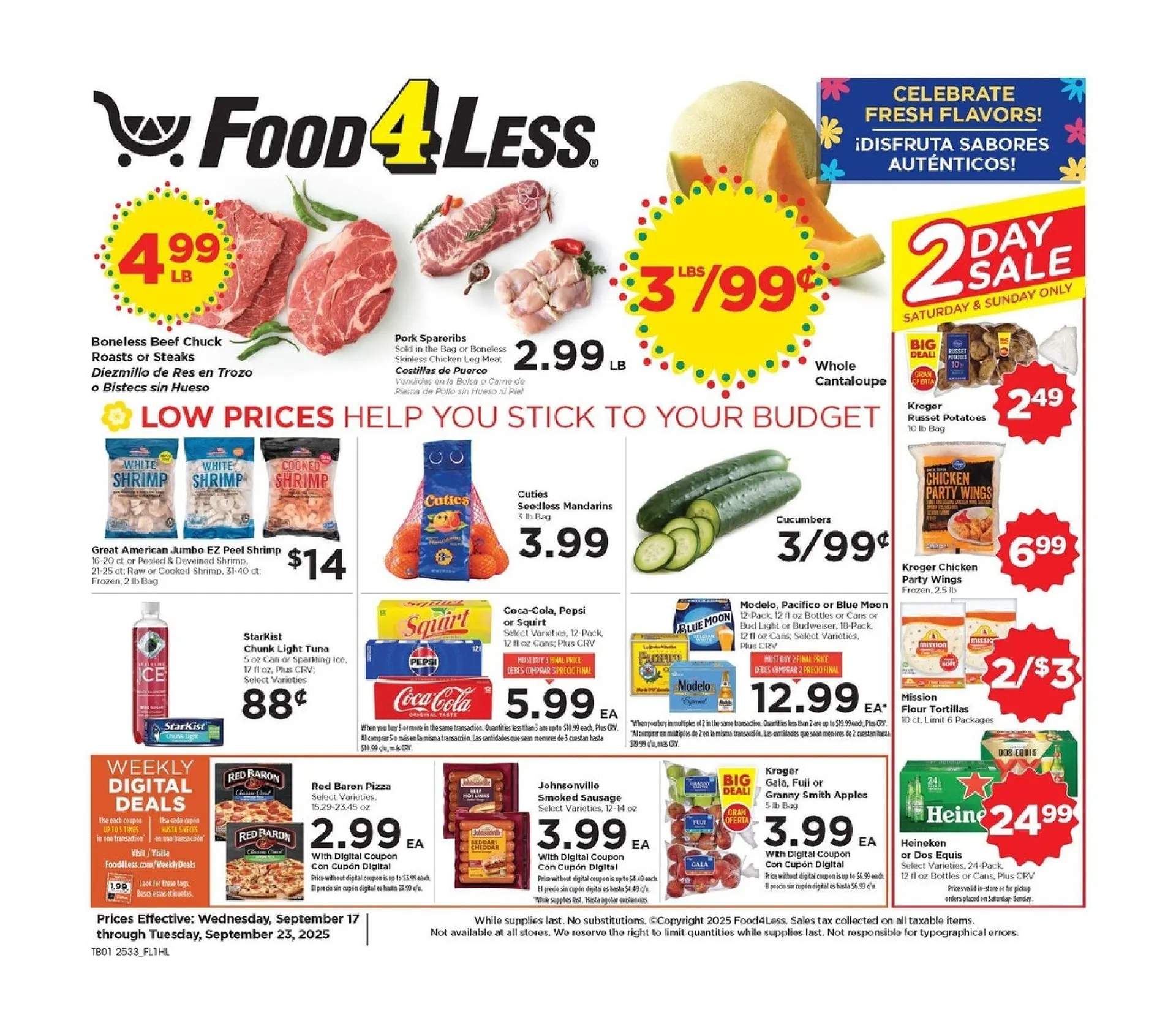 Weekly ad Food 4 Less Sales from September 17 to September 23 2025 - Page 1
