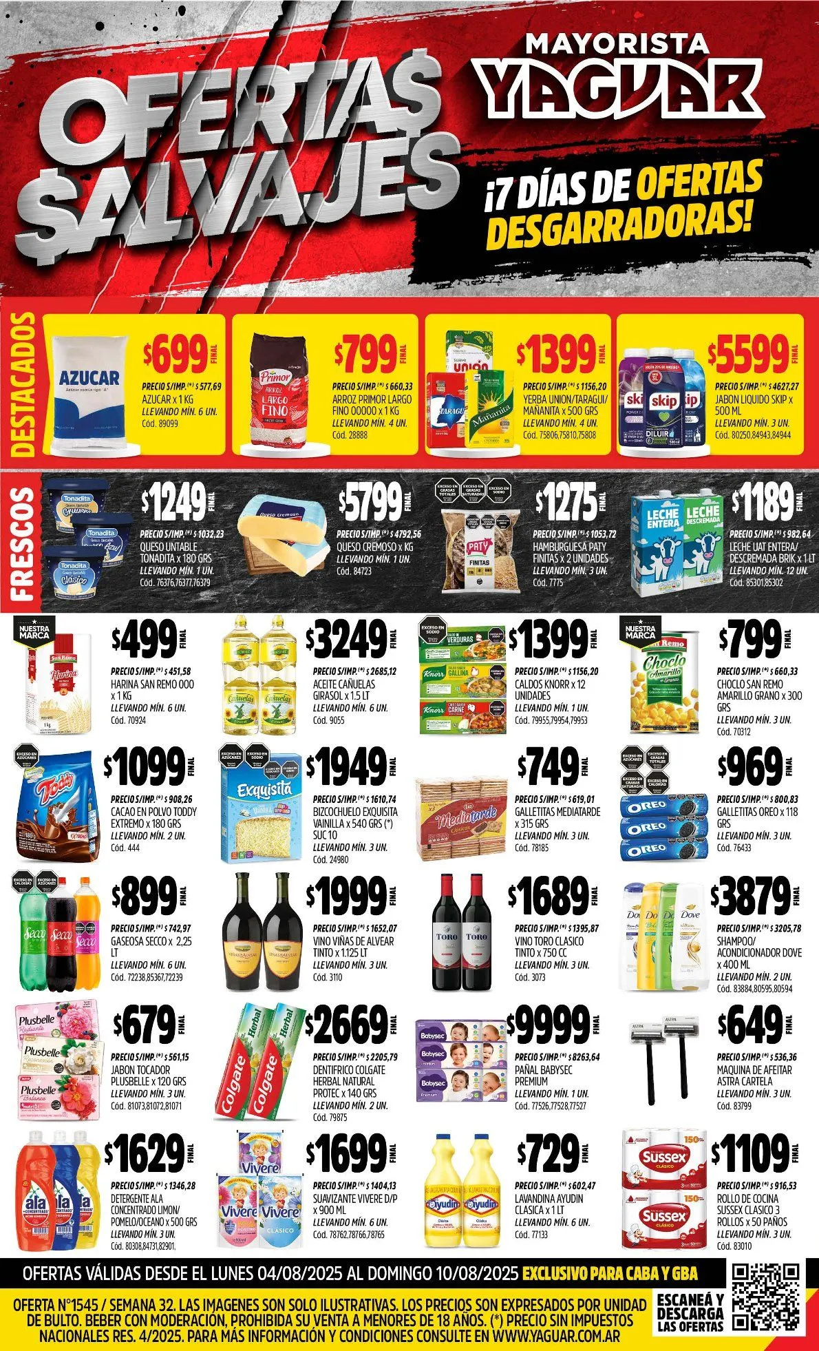 Ofertas de Ofertas Yaguar 4 de agosto al 10 de agosto 2025 - Página 1 del catálogo