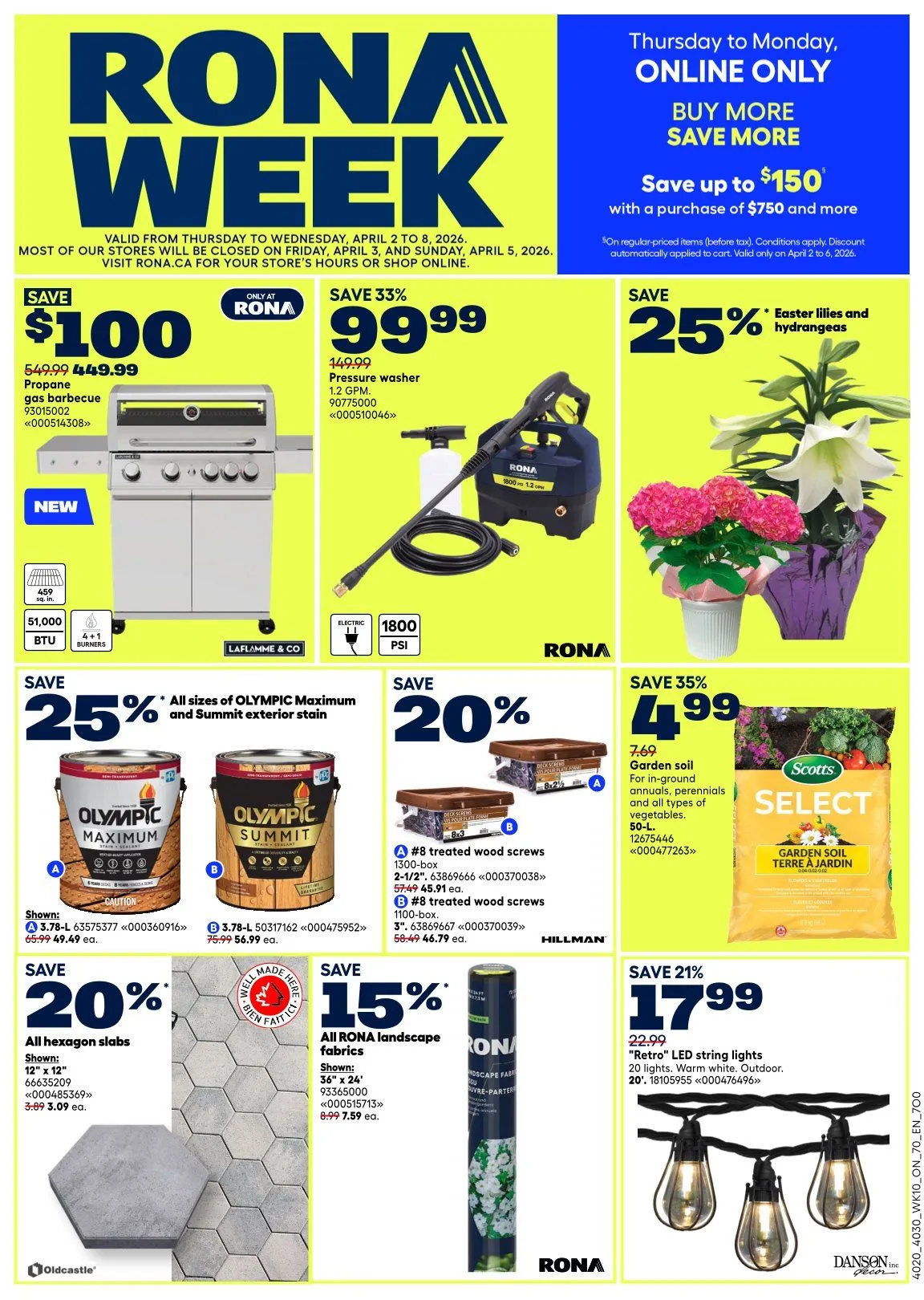 RONA Sales from April 3 to April 8 2026 - flyer page