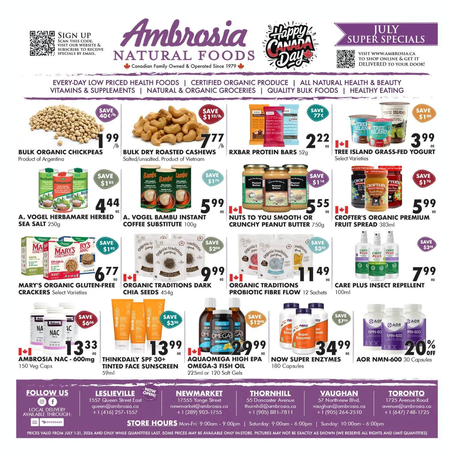 Ambrosia Natural Foods Sales from July 1 to July 31 2026 - flyer page 1