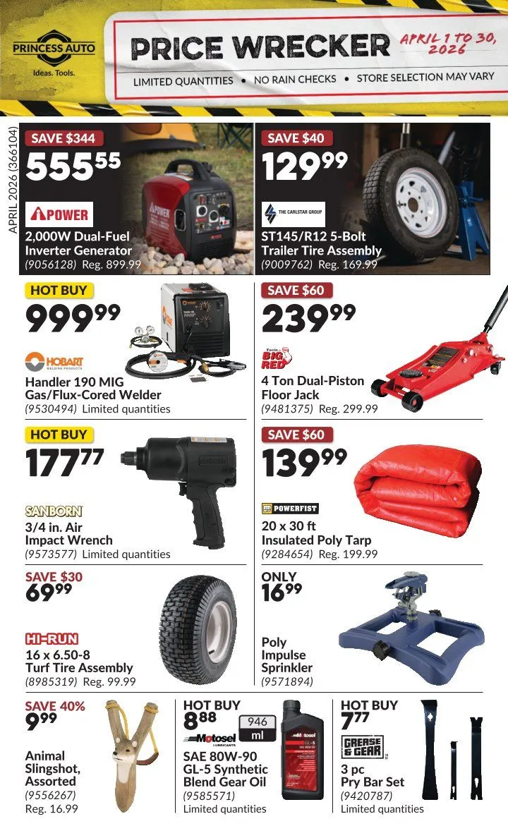 Princess Auto Sales from April 1 to April 30 2026 - flyer page 1