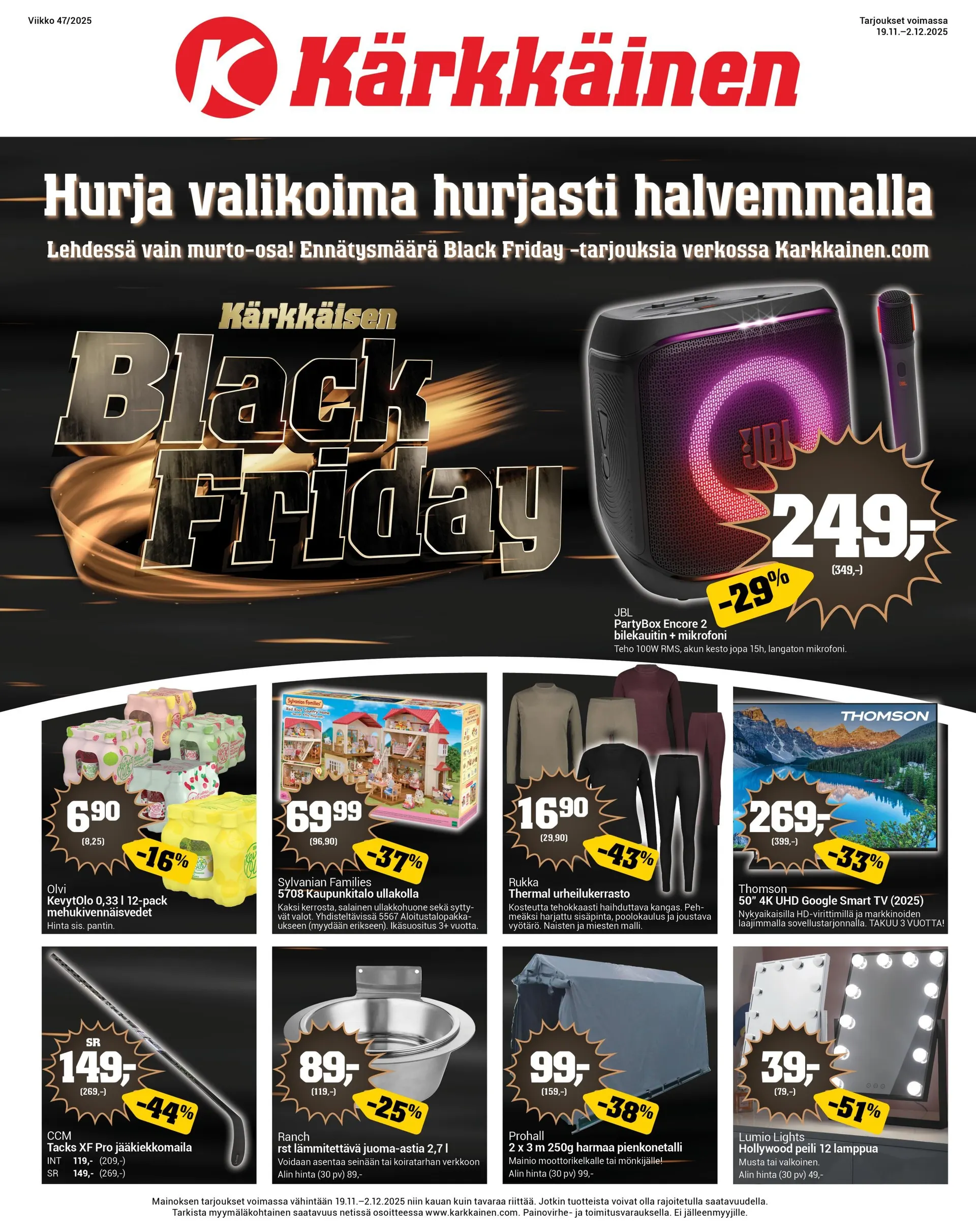 Kärkkäinen Black Friday Tarjoukset voimassa alkaen 19. marraskuuta - 2. joulukuuta 2025 - Tarjouslehti sivu 