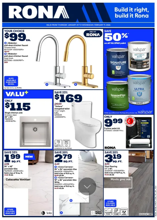 RONA Sales from January 29 to February 11 2026 - flyer page 