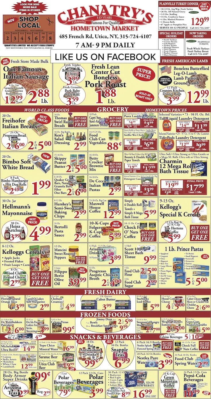 Weekly ad  Chanatry's Hometown Market Sales from November 2 to November 10 2025 - Page 1